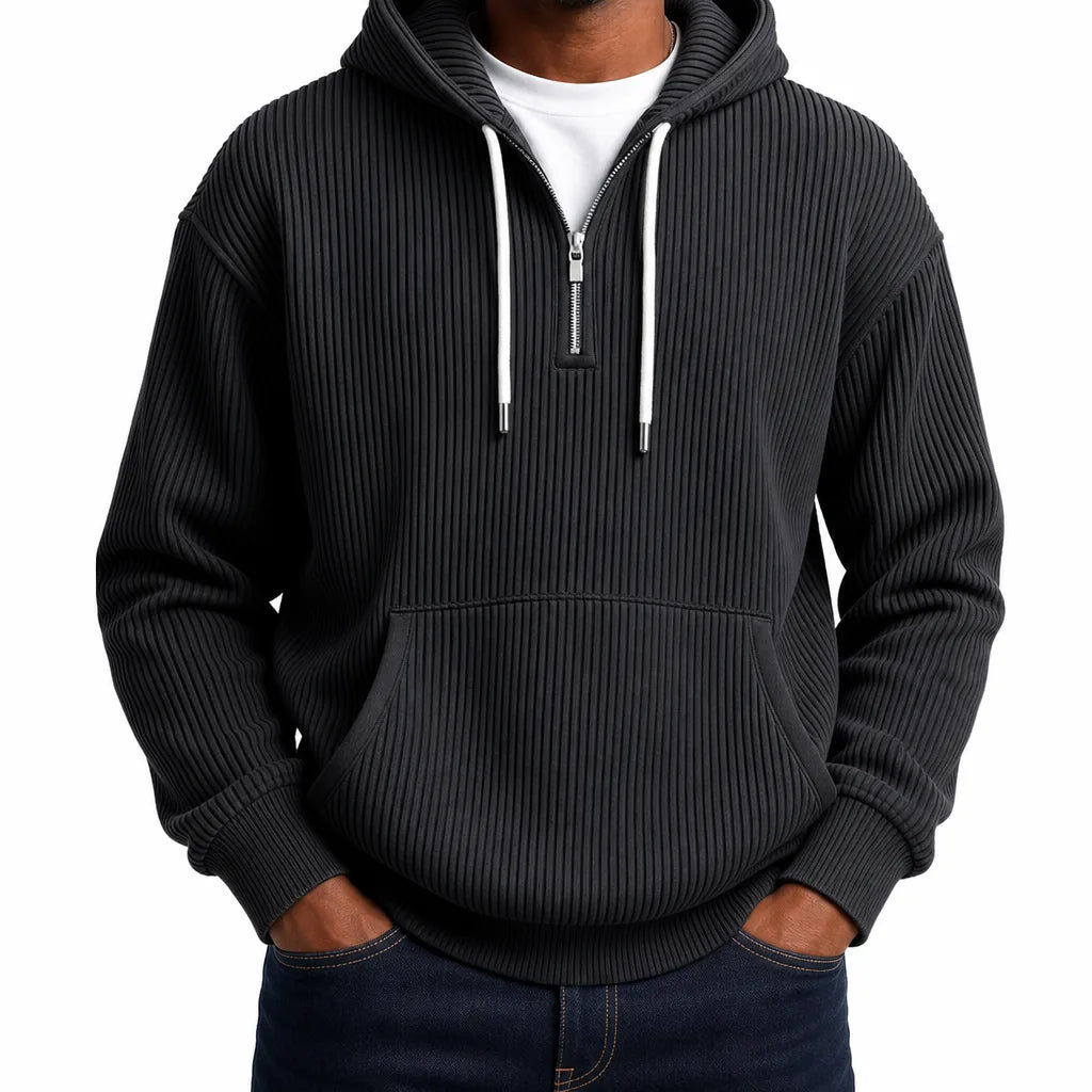 Logan | Ribbed Half Zip Hoodie