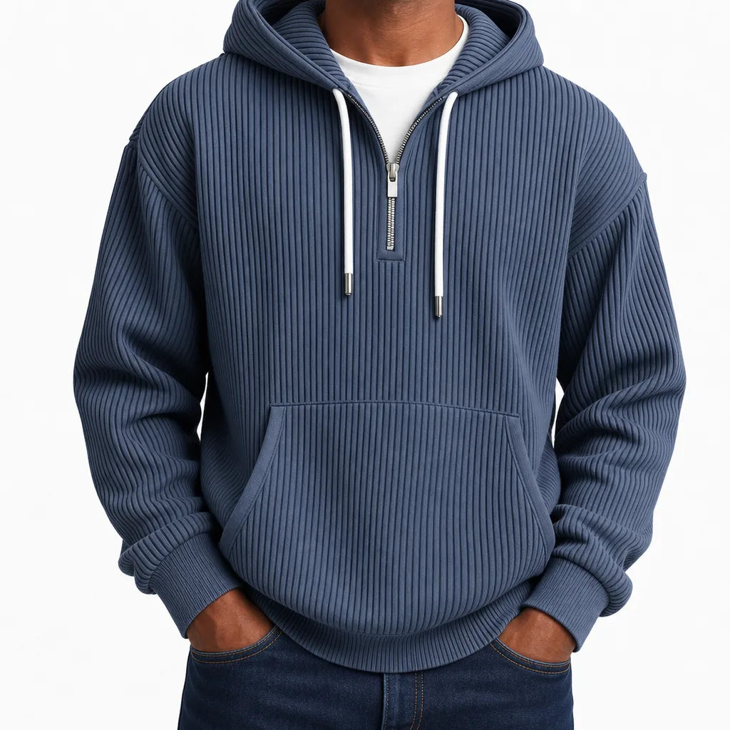 Logan | Ribbed Half Zip Hoodie