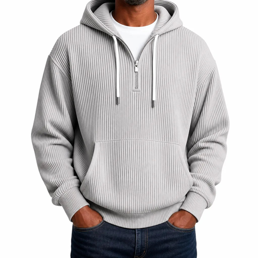 Logan | Ribbed Half Zip Hoodie