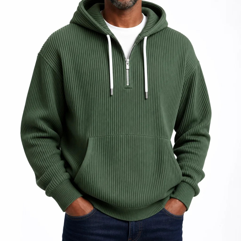 Logan | Ribbed Half Zip Hoodie