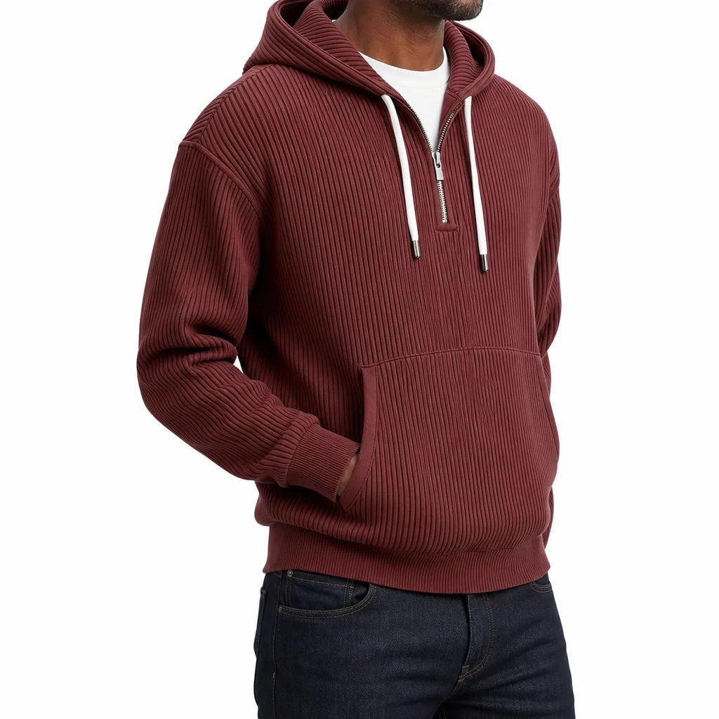 Logan | Ribbed Half Zip Hoodie