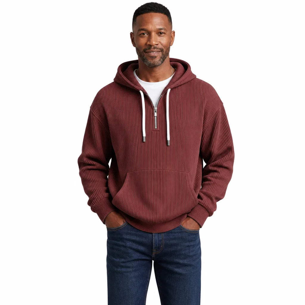 Logan | Ribbed Half Zip Hoodie
