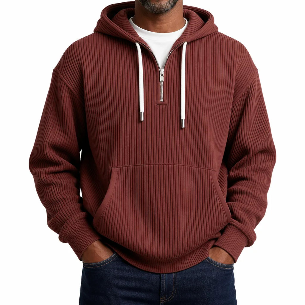 Logan | Ribbed Half Zip Hoodie