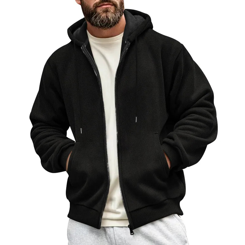 Reuben | Textured Zip Up Hooded Jacket