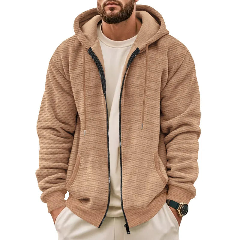 Reuben | Textured Zip Up Hooded Jacket