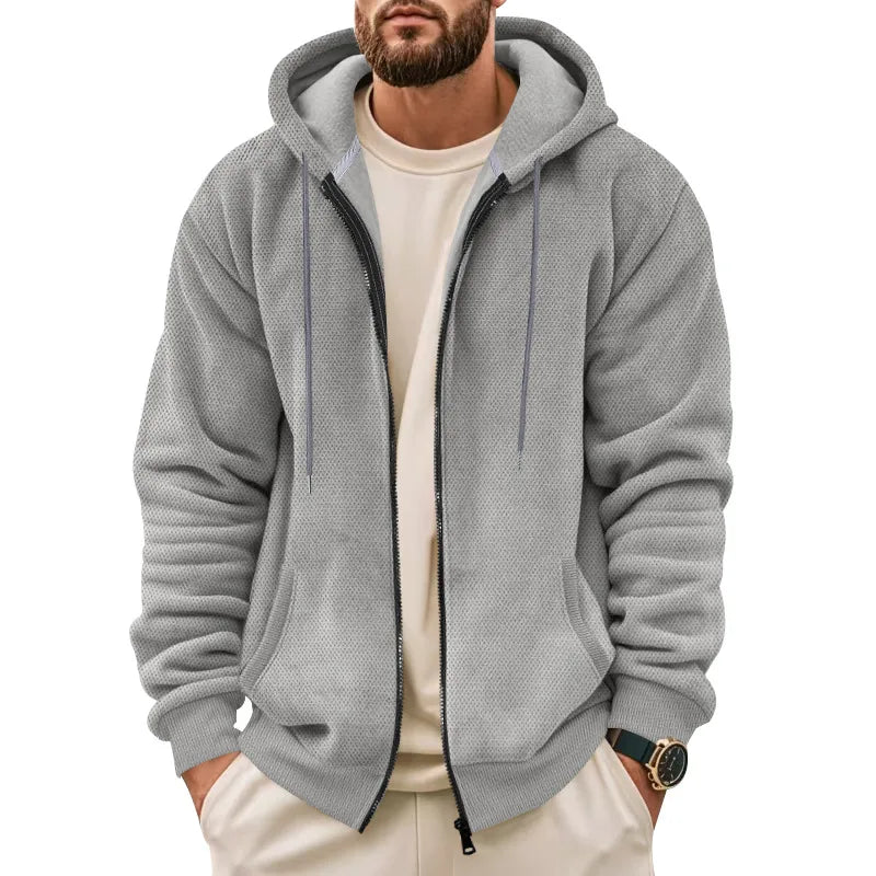 Reuben | Textured Zip Up Hooded Jacket