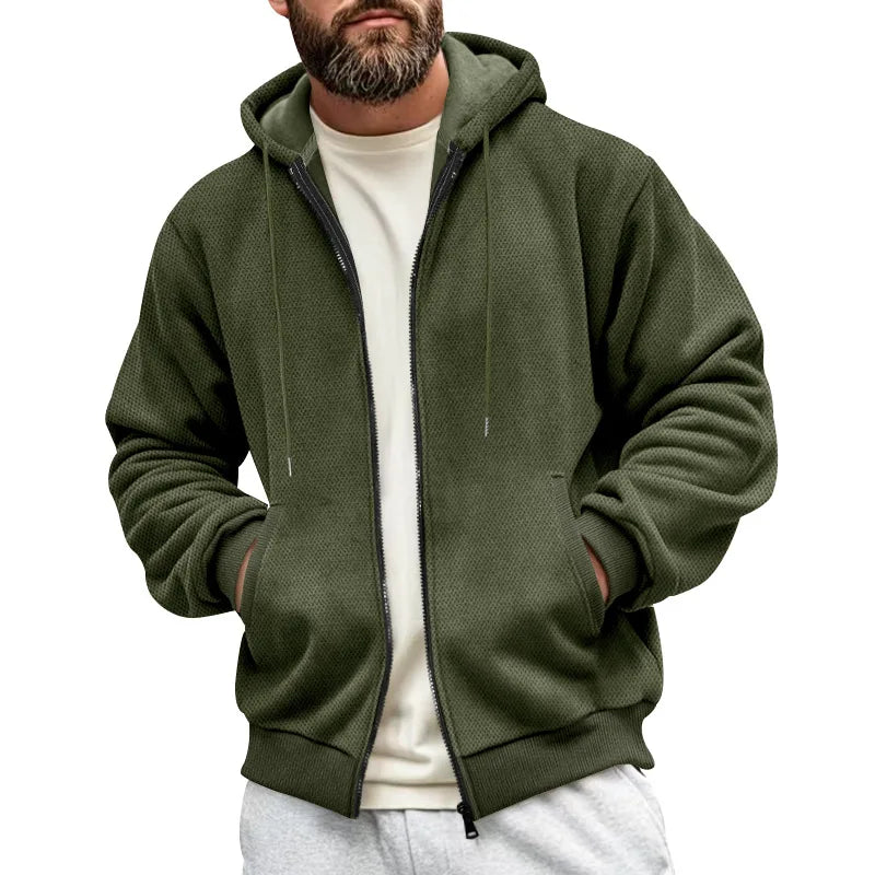 Reuben | Textured Zip Up Hooded Jacket