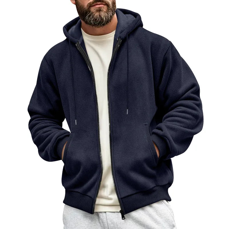 Reuben | Textured Zip Up Hooded Jacket