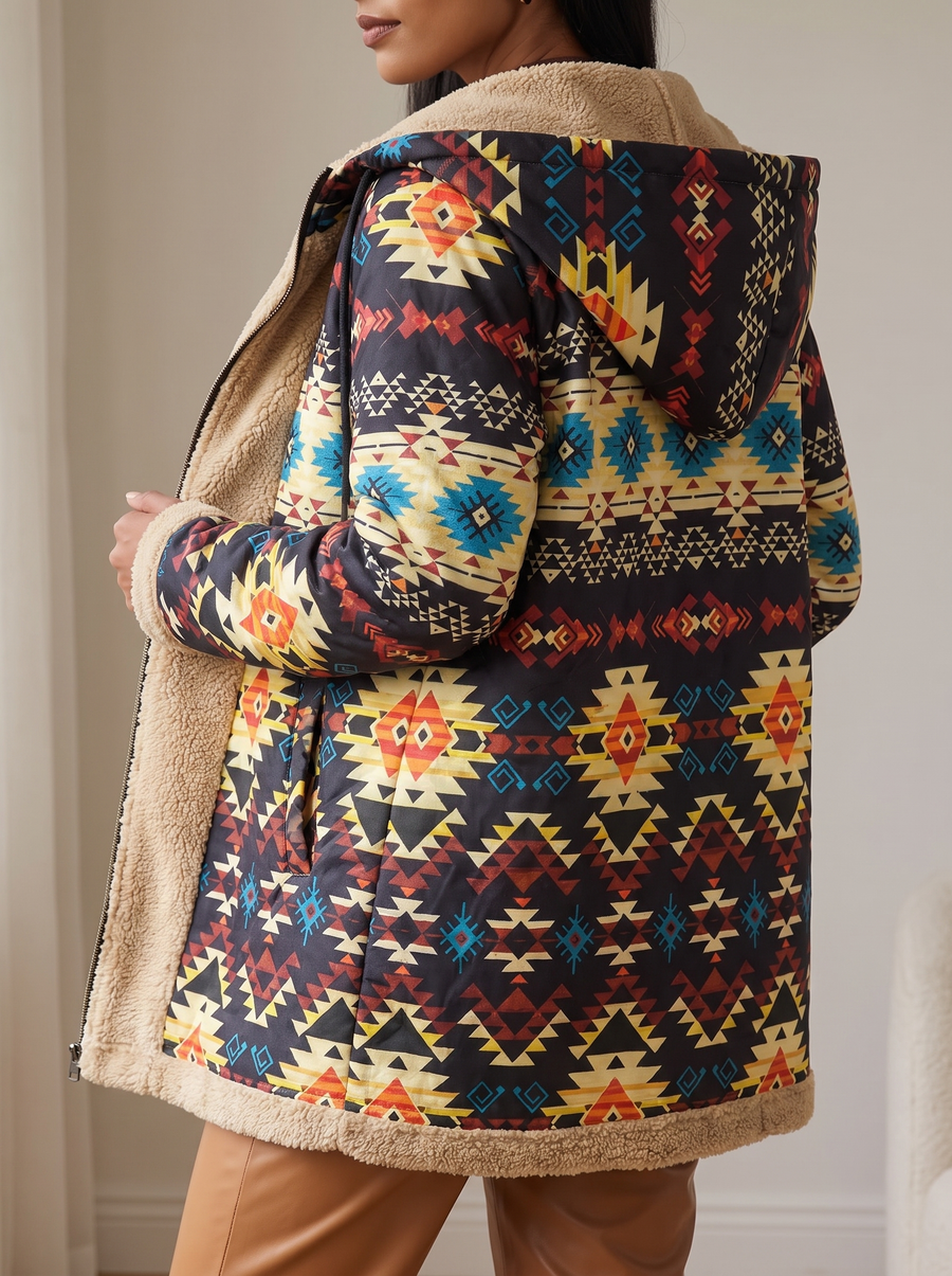 Sableen | Hooded Aztec Longline Cardigan