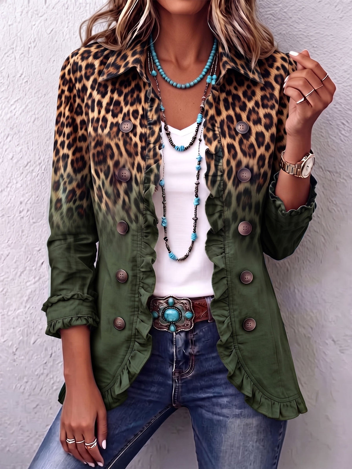 Elspeth | Leopard Ruffle Blazer
