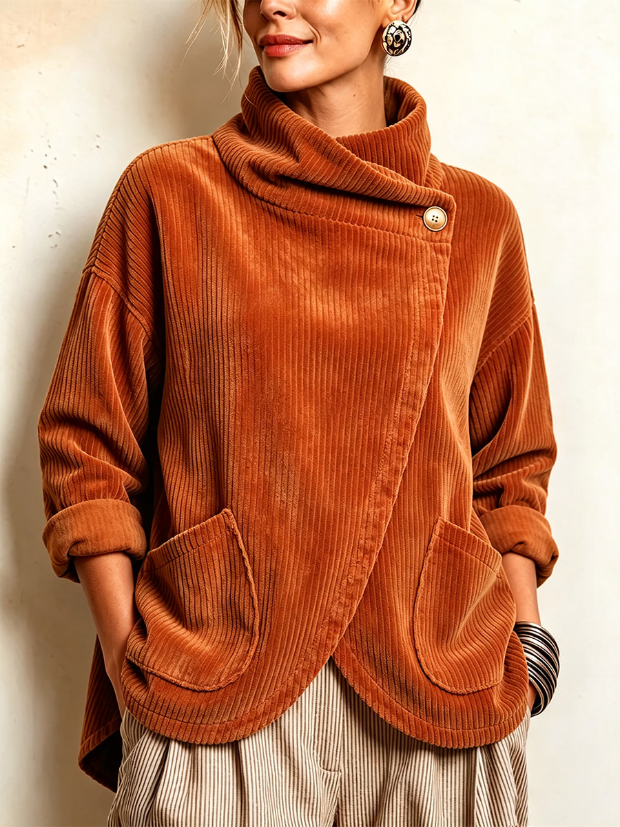 Julienna | Asymmetric Wrap Corduroy Cardigan