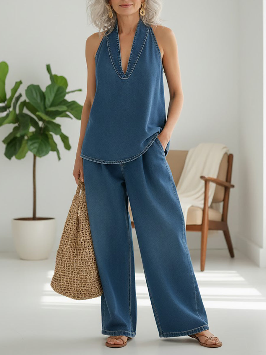 Lena | Halter Denim Set