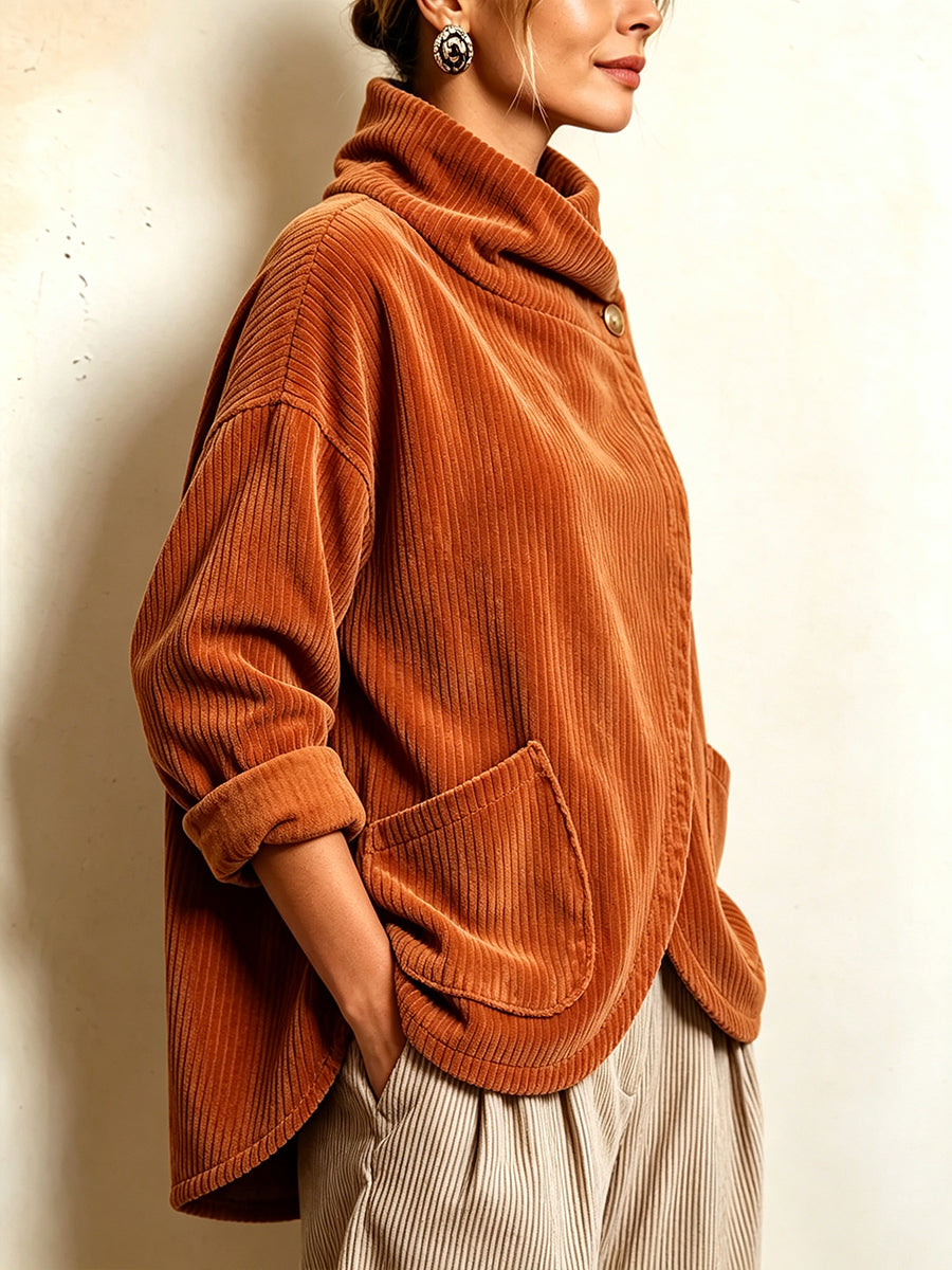 Julienna | Asymmetric Wrap Corduroy Cardigan