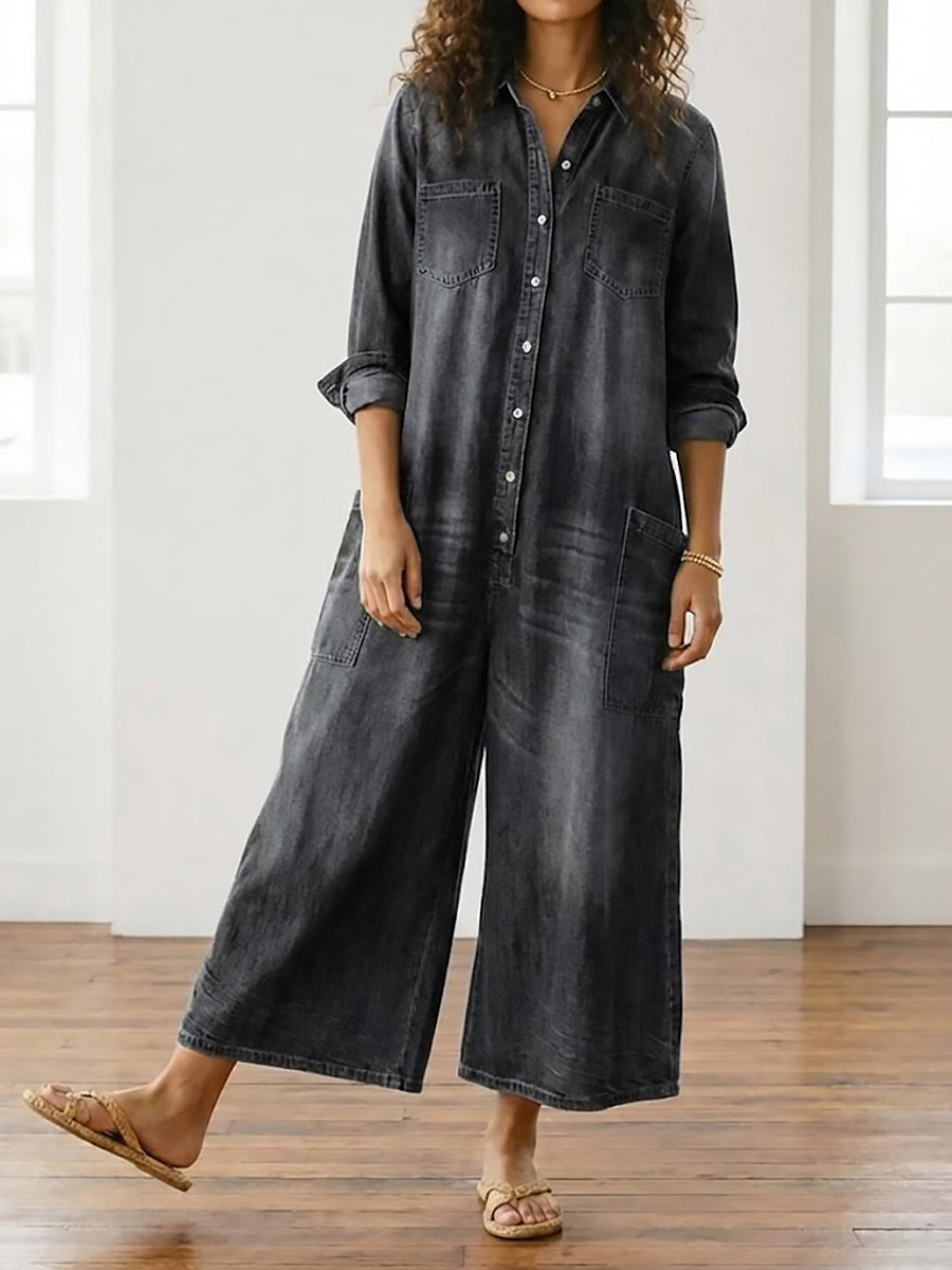 Harper | Wide Leg Denim Jumpsuit