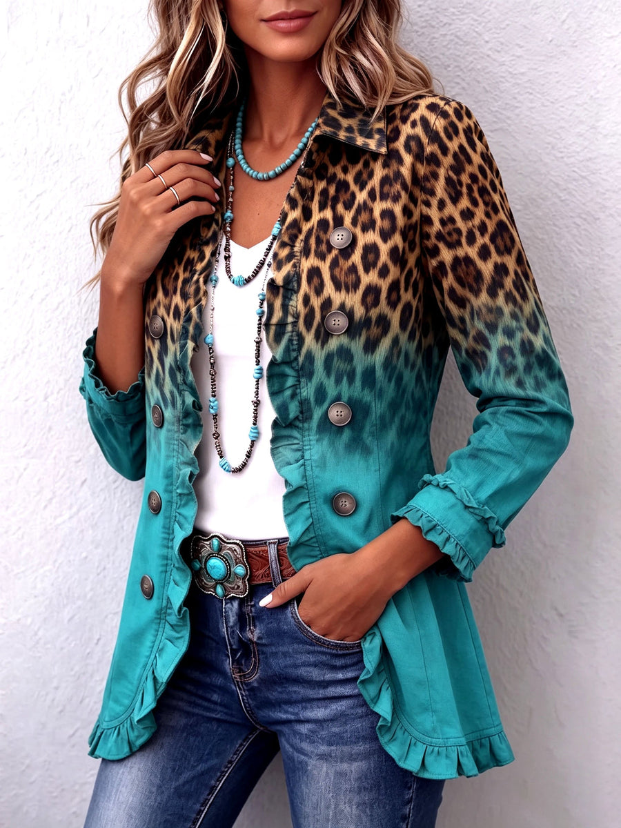 Elspeth | Leopard Ruffle Blazer