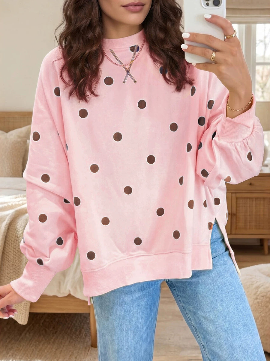 Arelia | Polka Dot Print Relaxed Sweatshirt