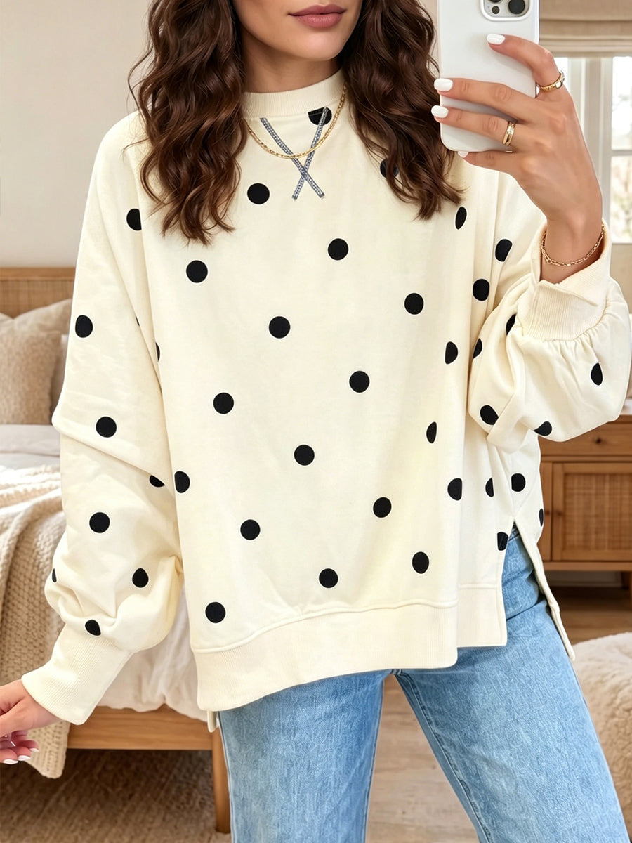 Arelia | Polka Dot Print Relaxed Sweatshirt
