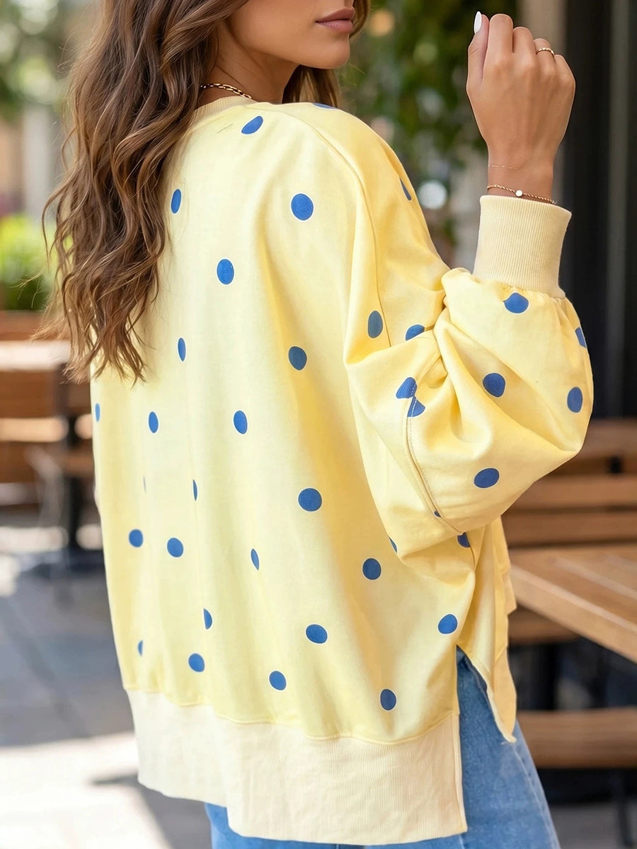 Arelia | Polka Dot Print Relaxed Sweatshirt