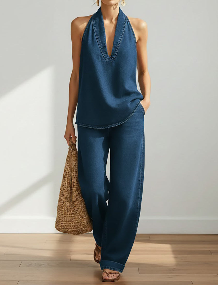 Lena | Halter Denim Set