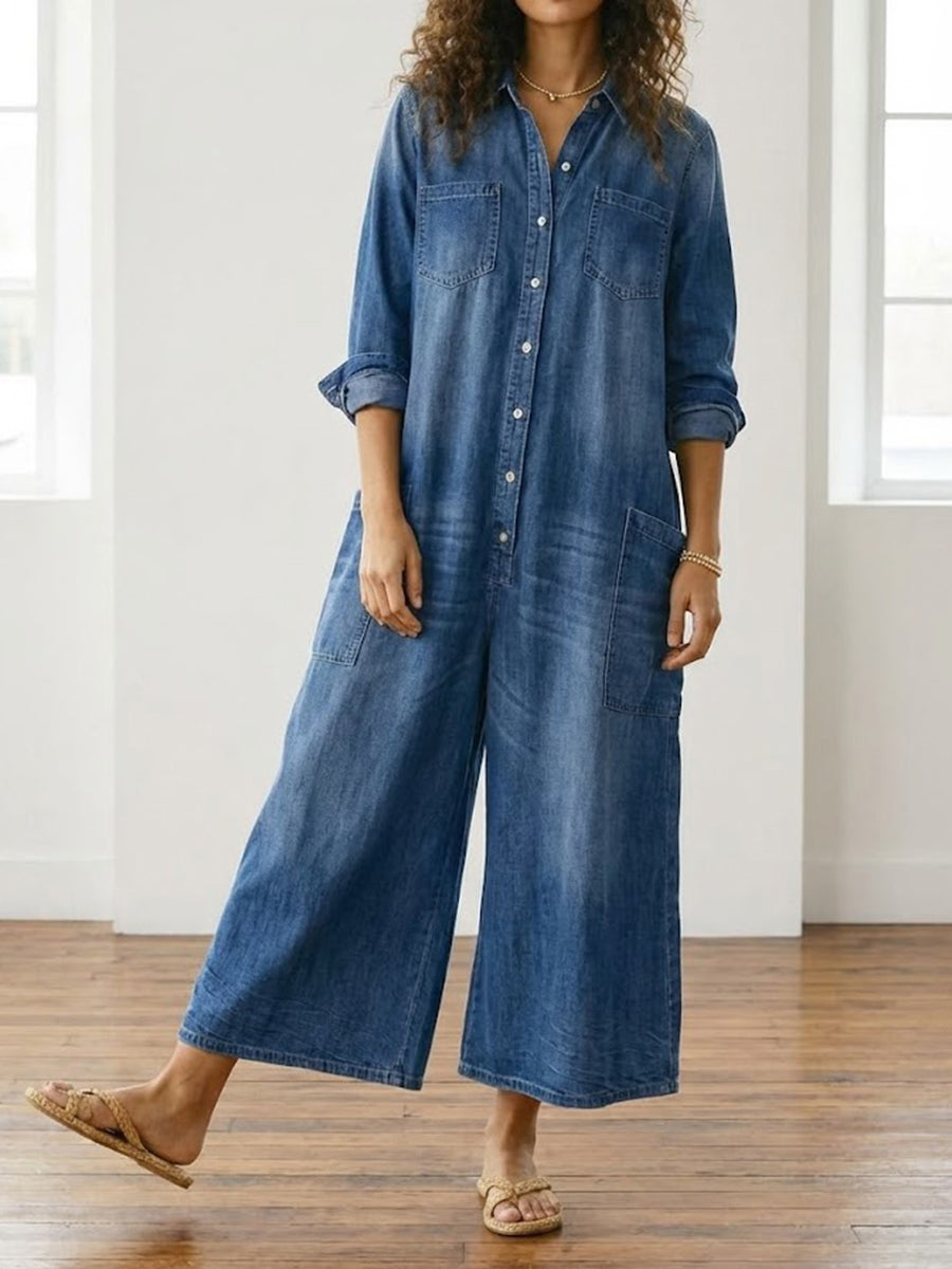 Harper | Wide Leg Denim Jumpsuit