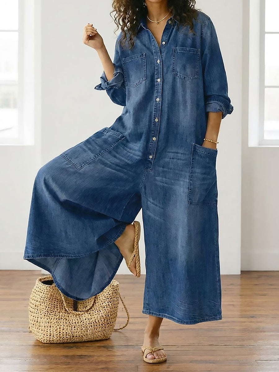 Harper | Wide Leg Denim Jumpsuit
