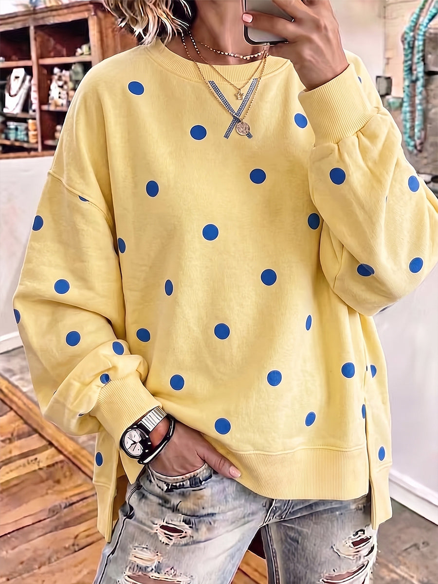 Arelia | Polka Dot Print Relaxed Sweatshirt