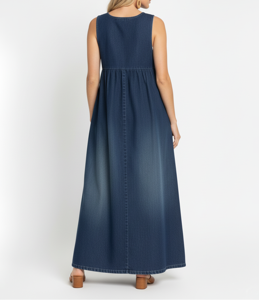 Avery | Sleeveless Denim Maxi Dress