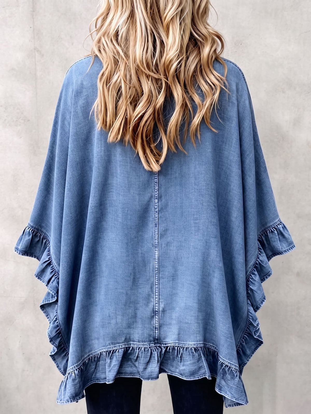 Corinne | Denim Ruffle Cardigan