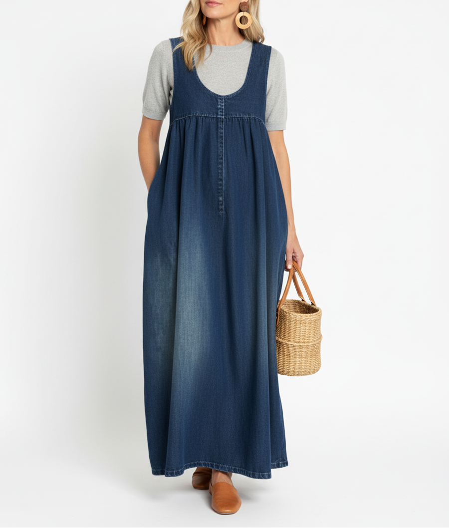 Avery | Sleeveless Denim Maxi Dress
