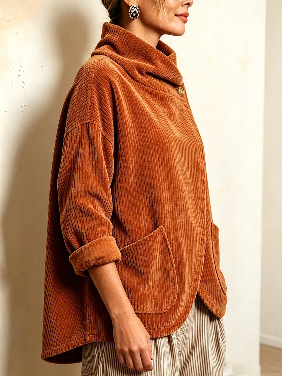 Julienna | Asymmetric Wrap Corduroy Cardigan
