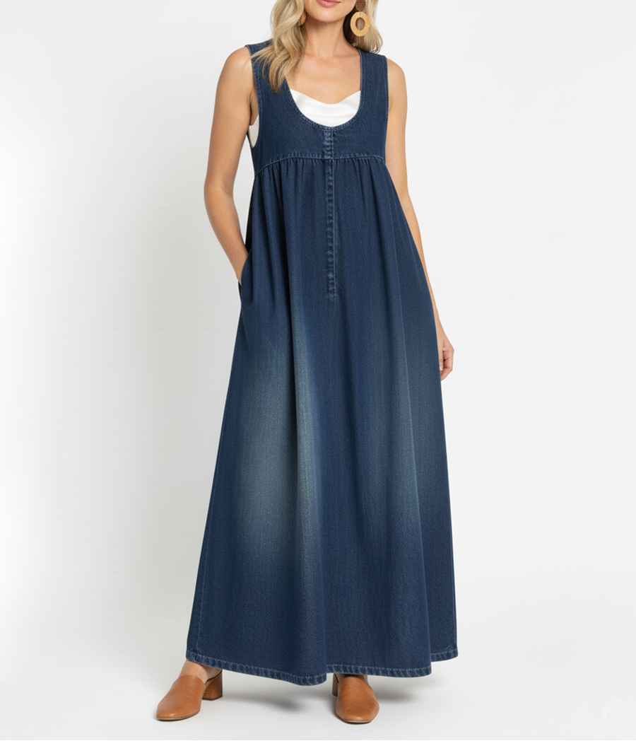 Avery | Sleeveless Denim Maxi Dress