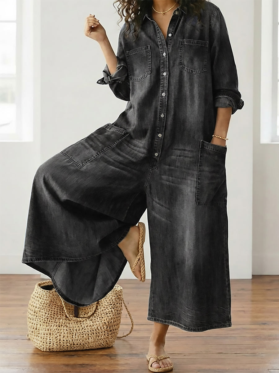 Harper | Wide Leg Denim Jumpsuit