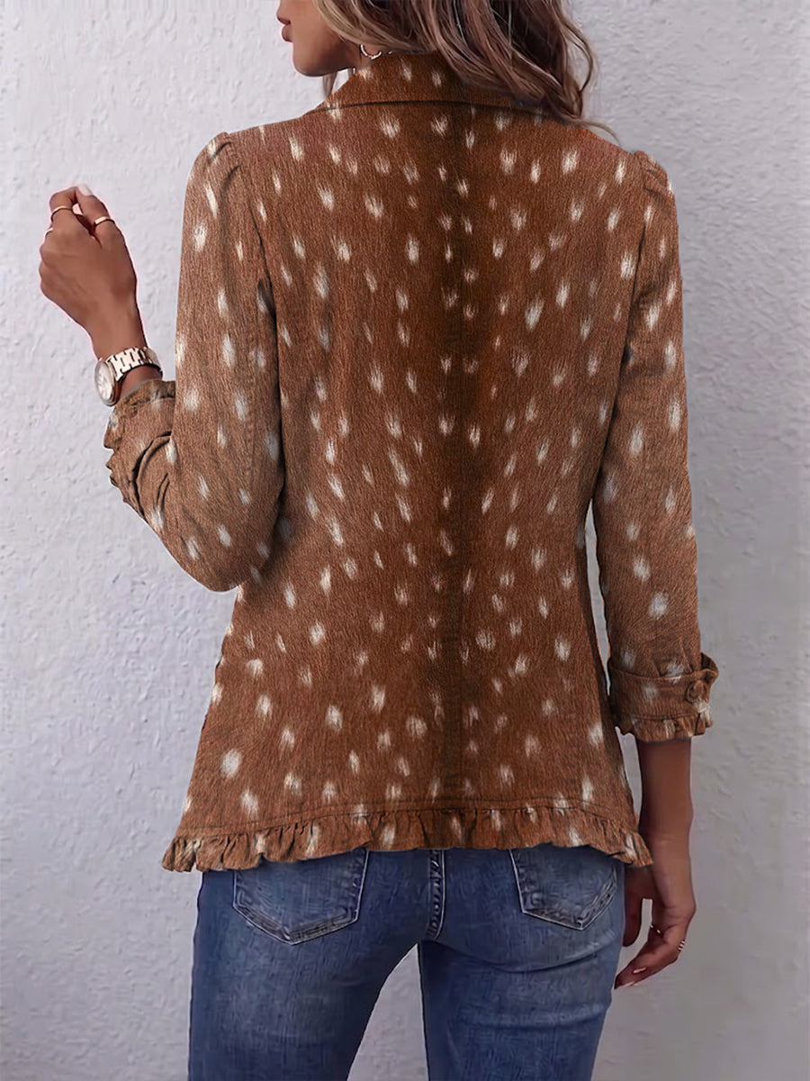 Nolinda | Animal Print Ruffle Jacket