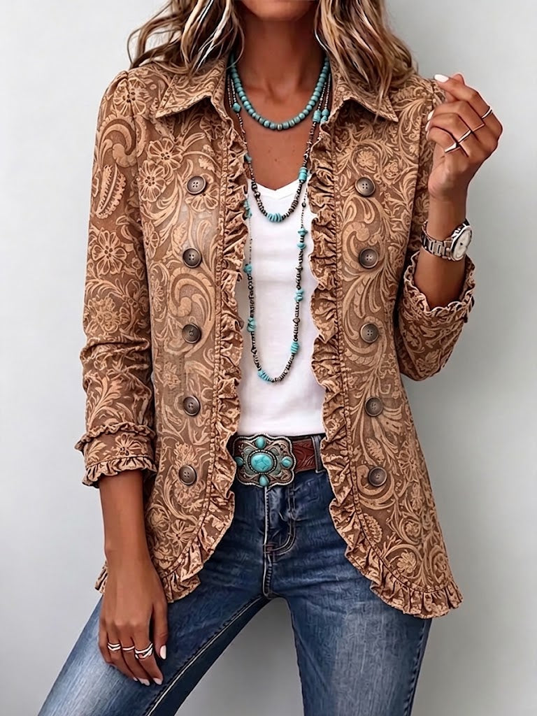 Vyclara | Floral Ruffle Jacket