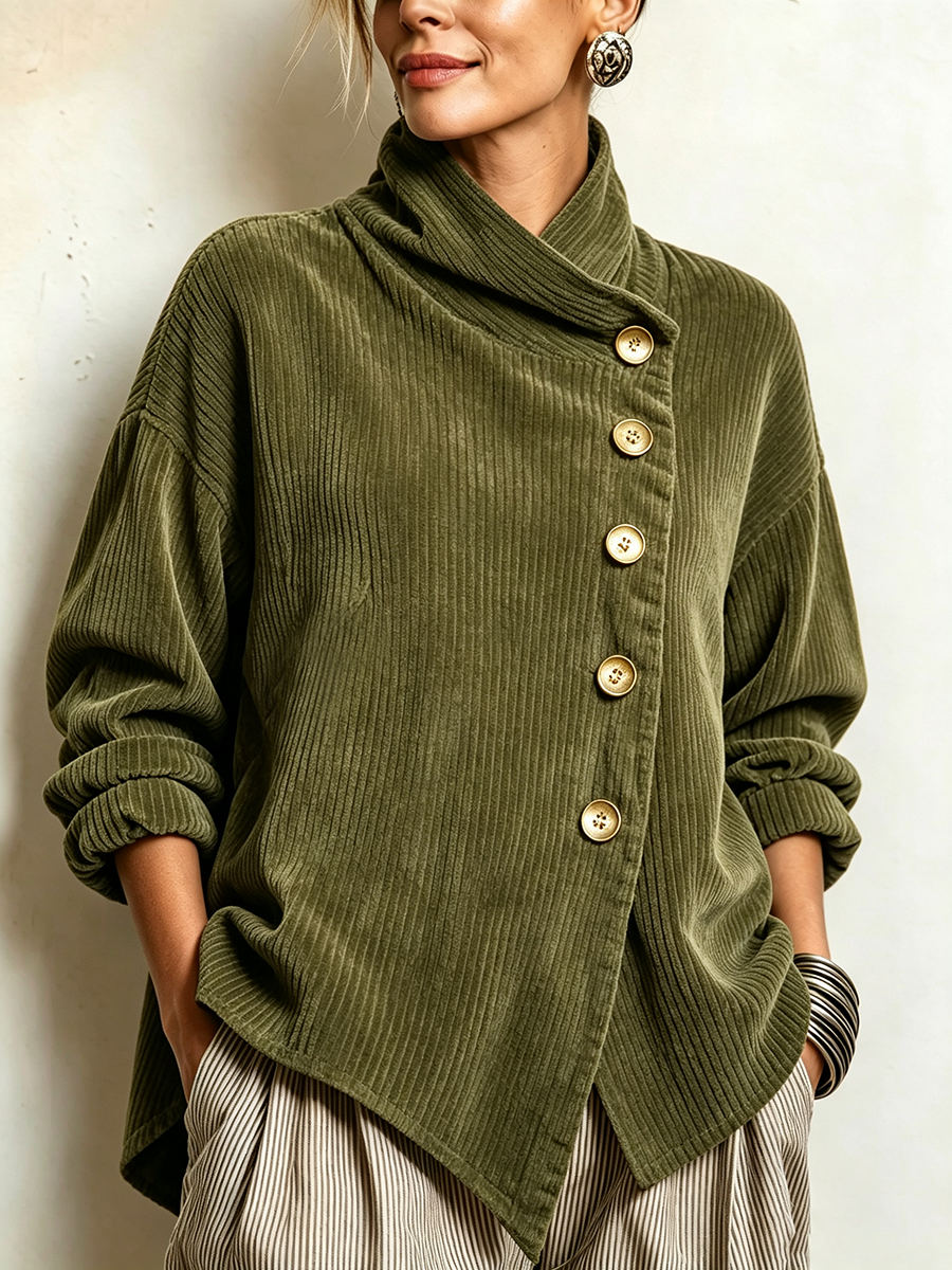 Reese | Asymmetric Funnel Neck Top