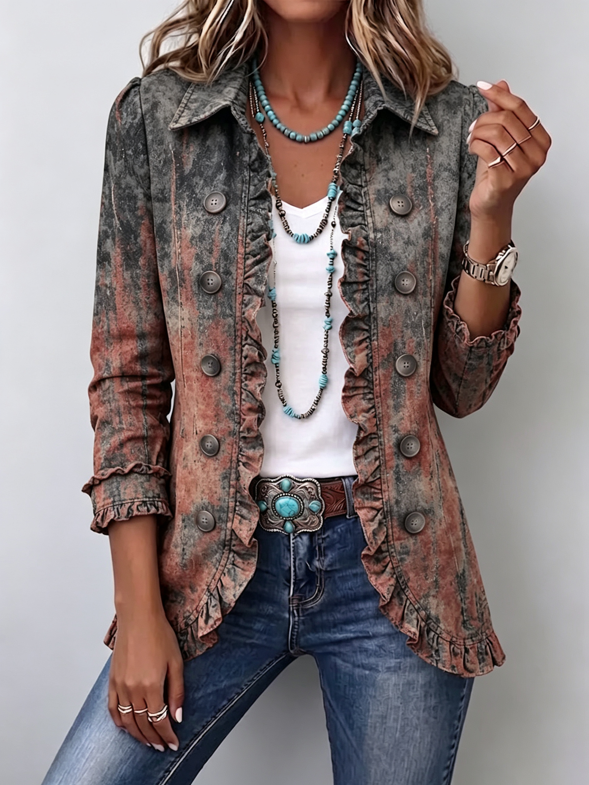 Bristow | Textured Ruffle Jacket