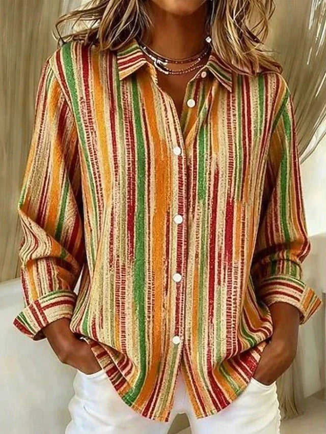 Harlowe | Vintage Multicolor Striped Button Blouse