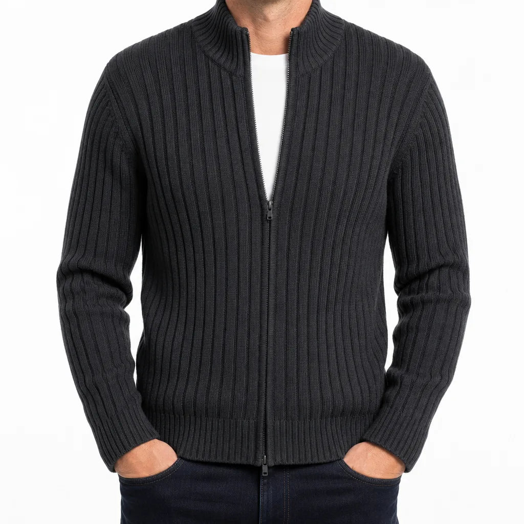 Silas | Ribbed Full Zip Cardigan