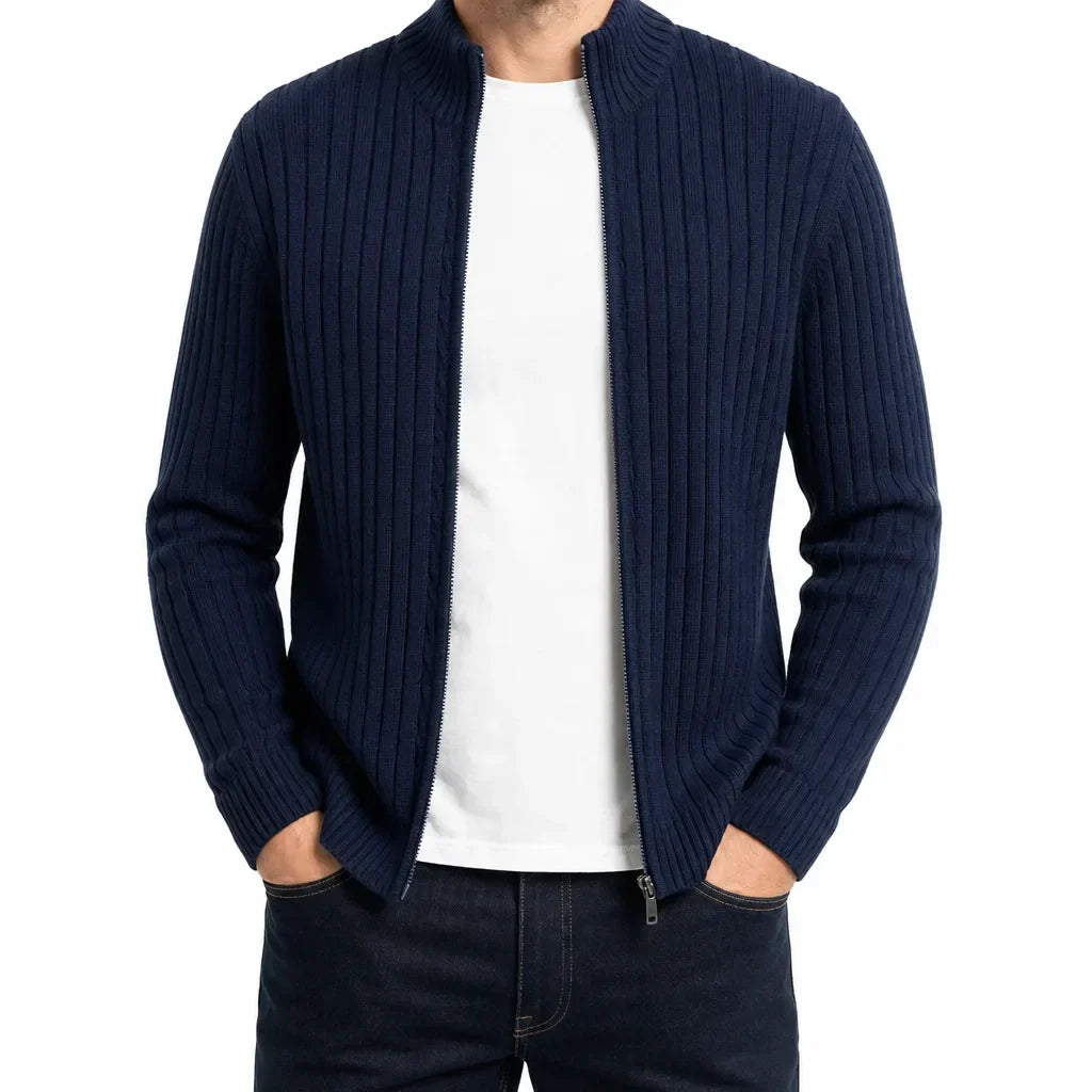 Silas | Ribbed Full Zip Cardigan