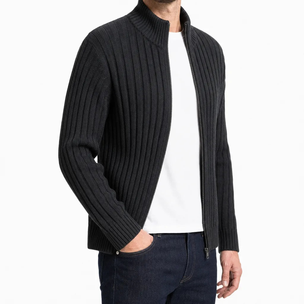 Silas | Ribbed Full Zip Cardigan