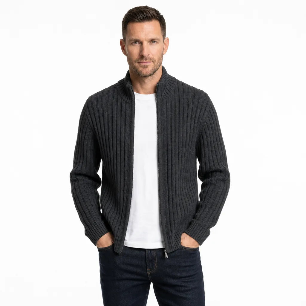 Silas | Ribbed Full Zip Cardigan