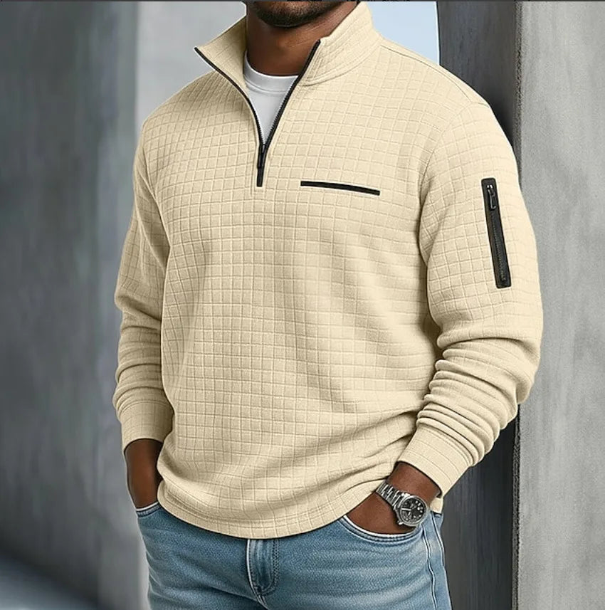 Pierce | Textured Quarter Zip Sweater