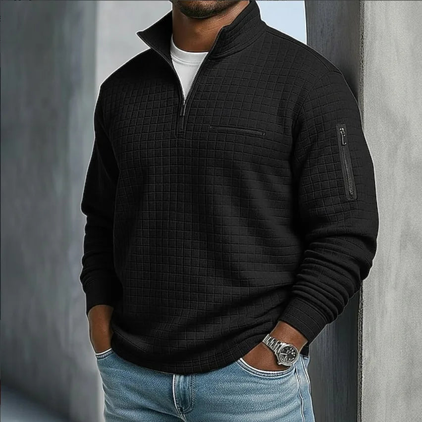 Pierce | Textured Quarter Zip Sweater