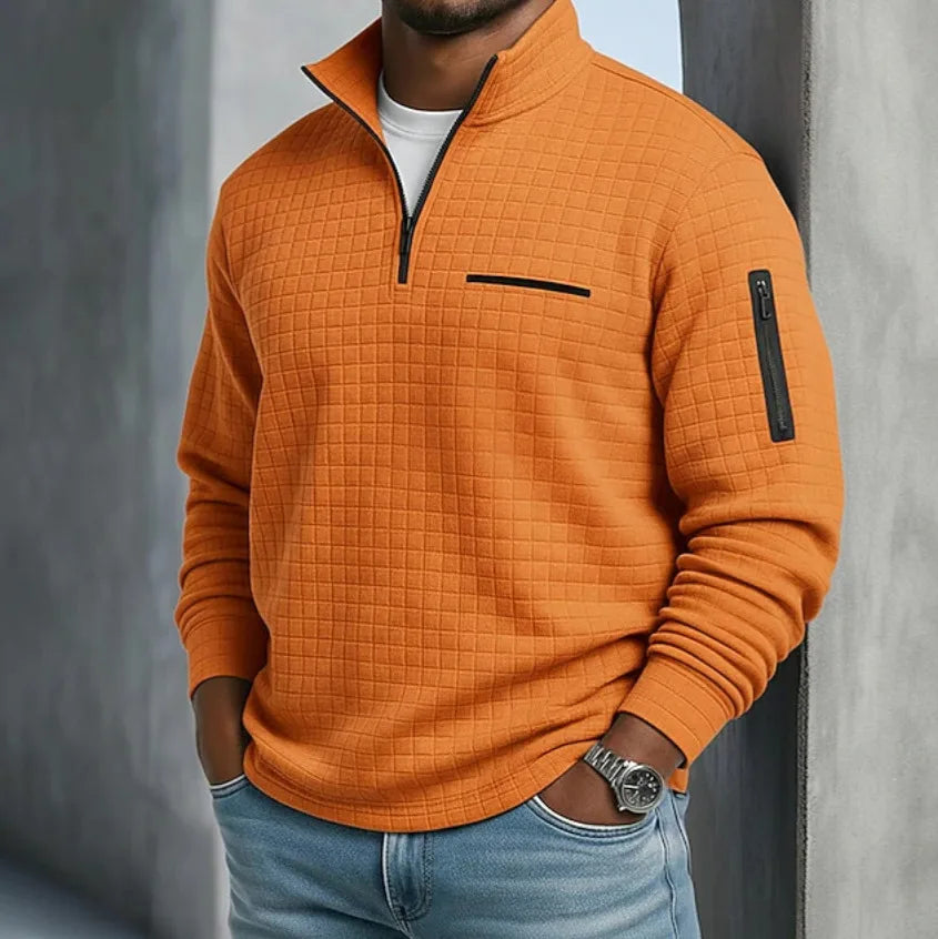 Pierce | Textured Quarter Zip Sweater