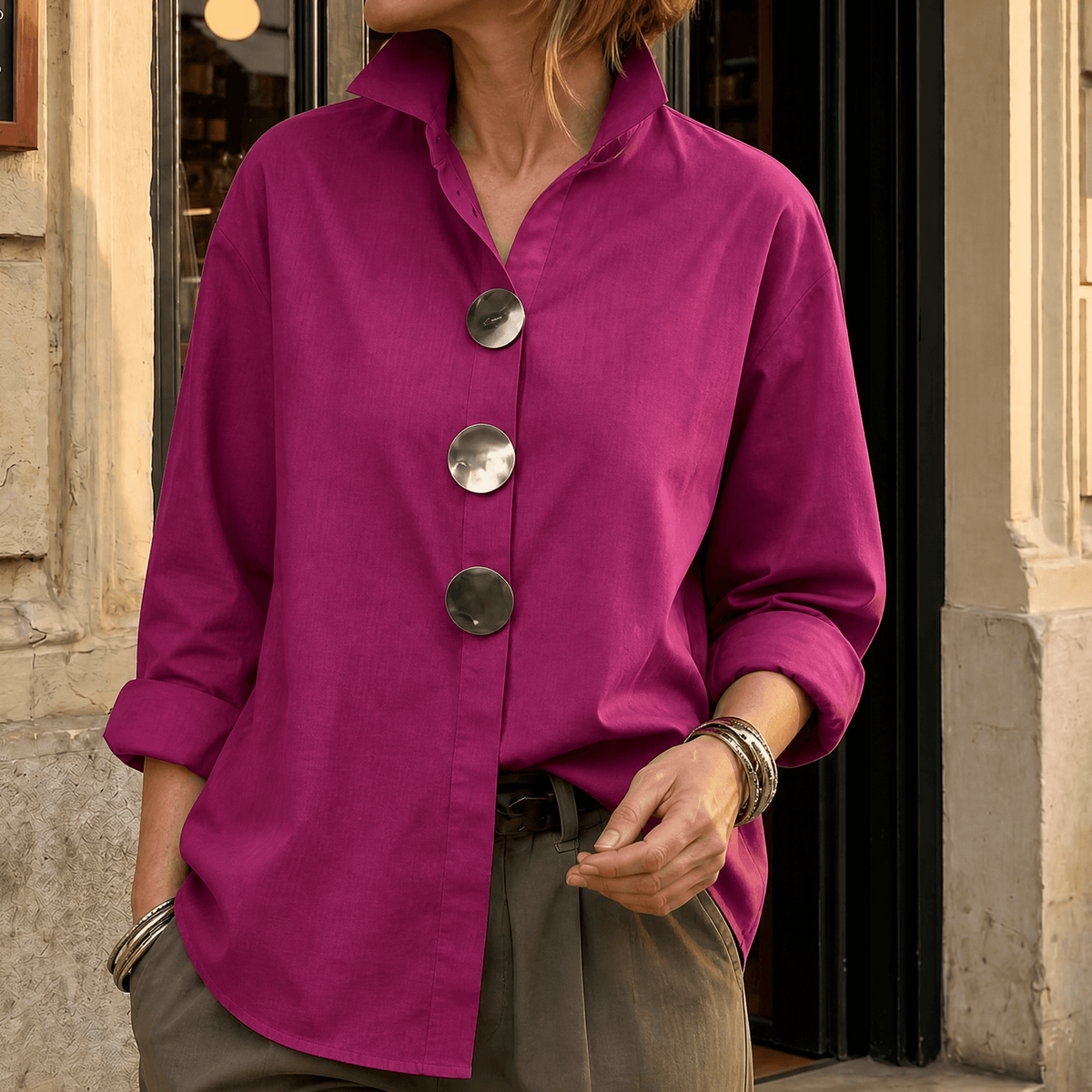 Peggy | Statement Button Blouse
