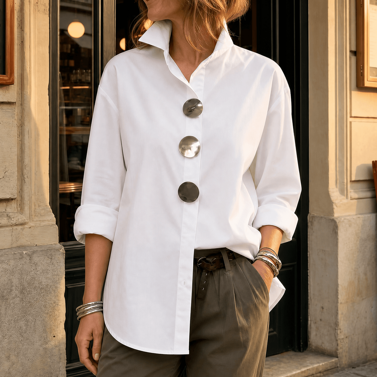 Peggy | Statement Button Blouse