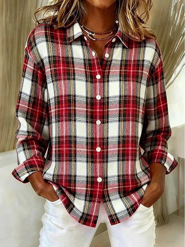Dulcie | Vintage Plaid Button Front Blouse
