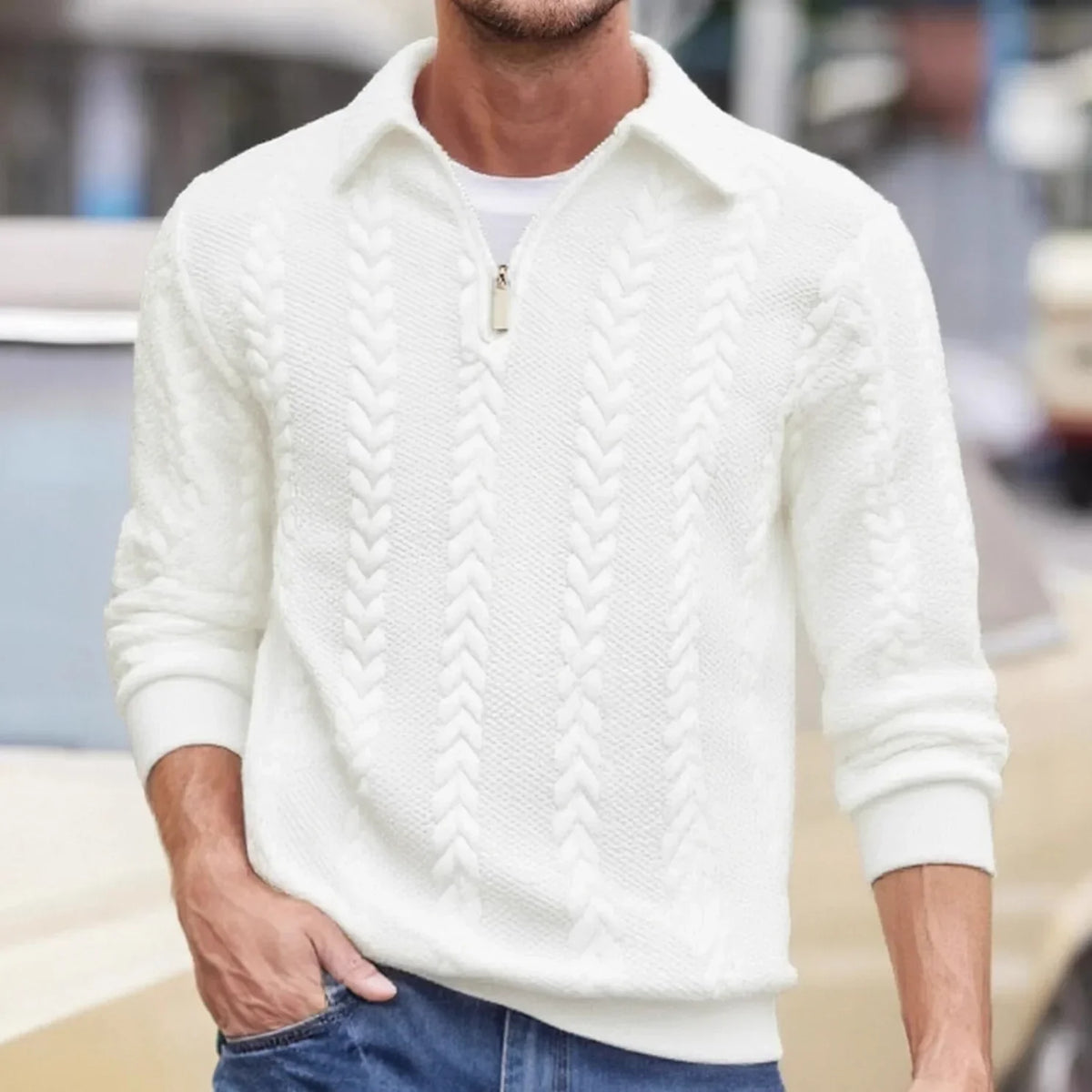 Montague | Textured Quarter Zip Sweater
