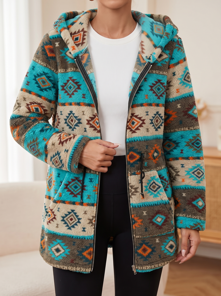 Winterbourne | Hooded Aztec Sherpa Coat