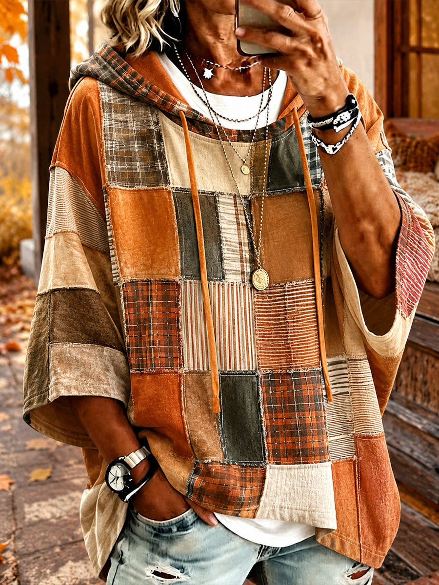 Gabriela | Autumn Toned Patchwork Oversized Hoodie